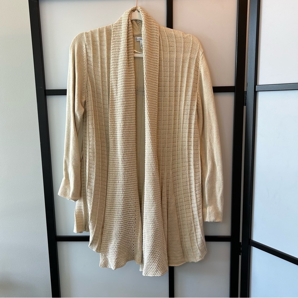 [M] Croft & Barrow Beige Coastal Long Sleeve Creme Knit Spring Cardigan